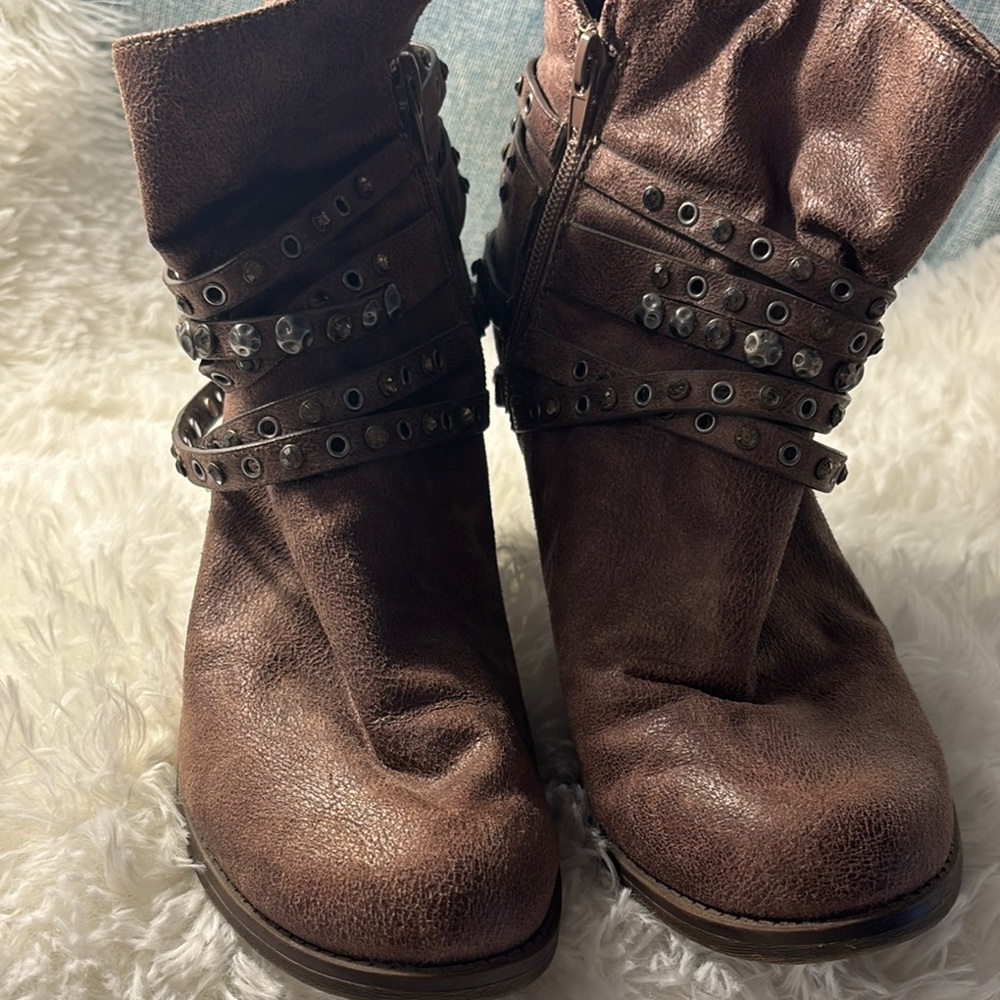 Studded Brown Ankle Boots